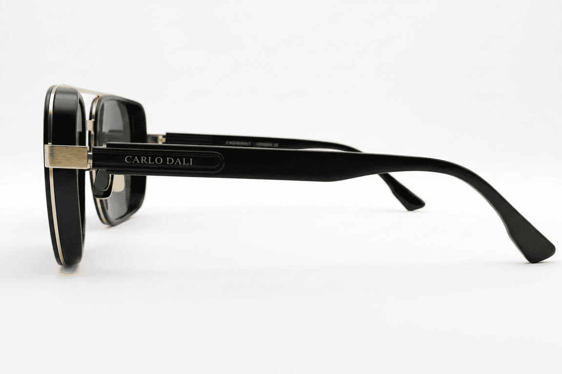 CARLO DALI "SOLSTICE" | Bold Black & Gold Navigator Aviator Sunglasses thumbnail 2