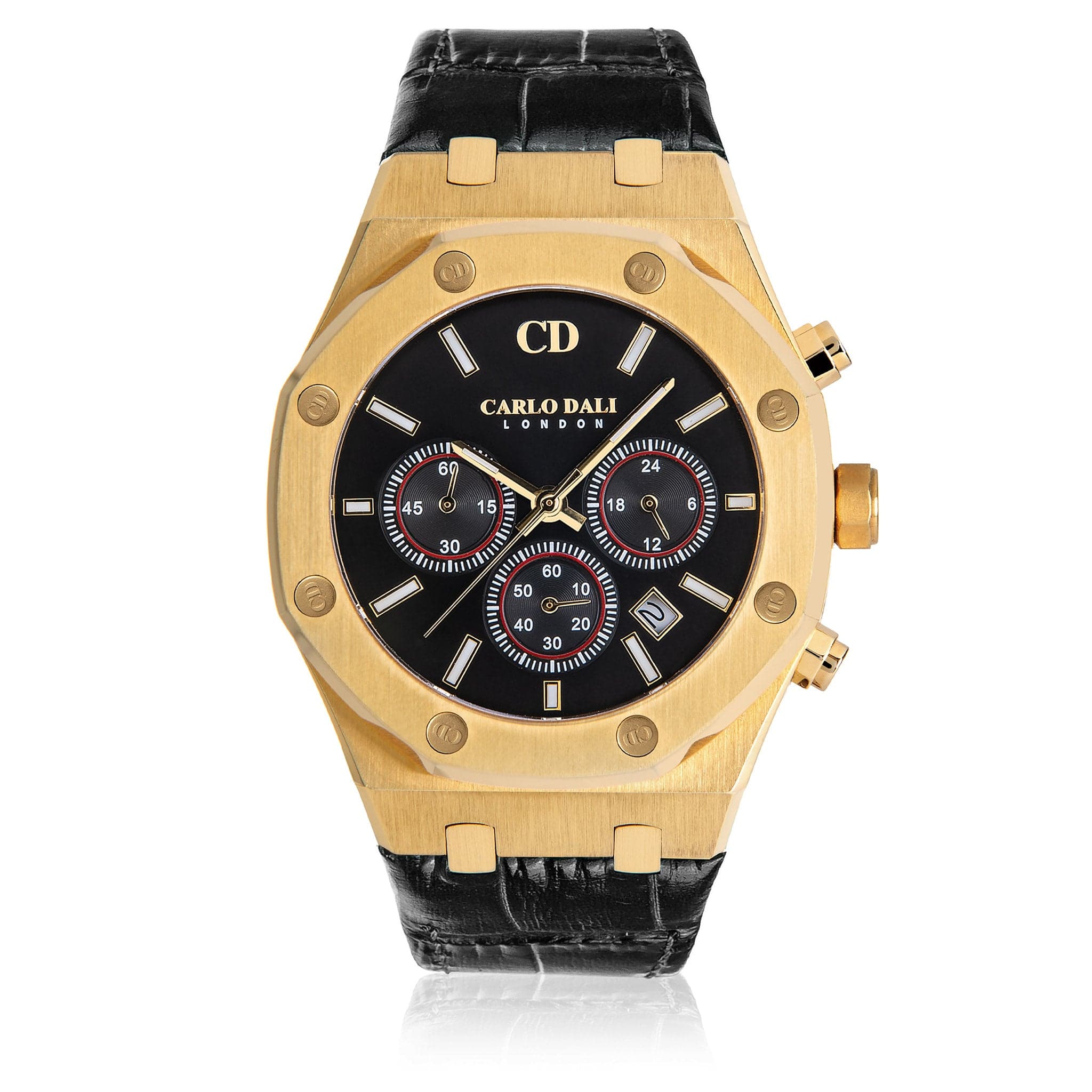 Chronograph Leather Black Watch